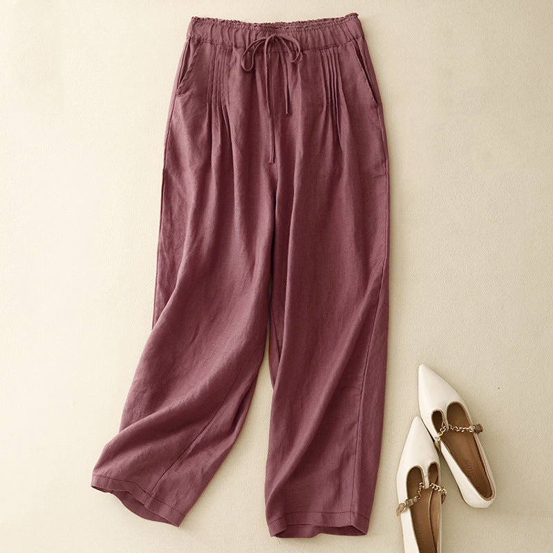 Women's Simple Solid Color Linen Blend Pants artswardrobe