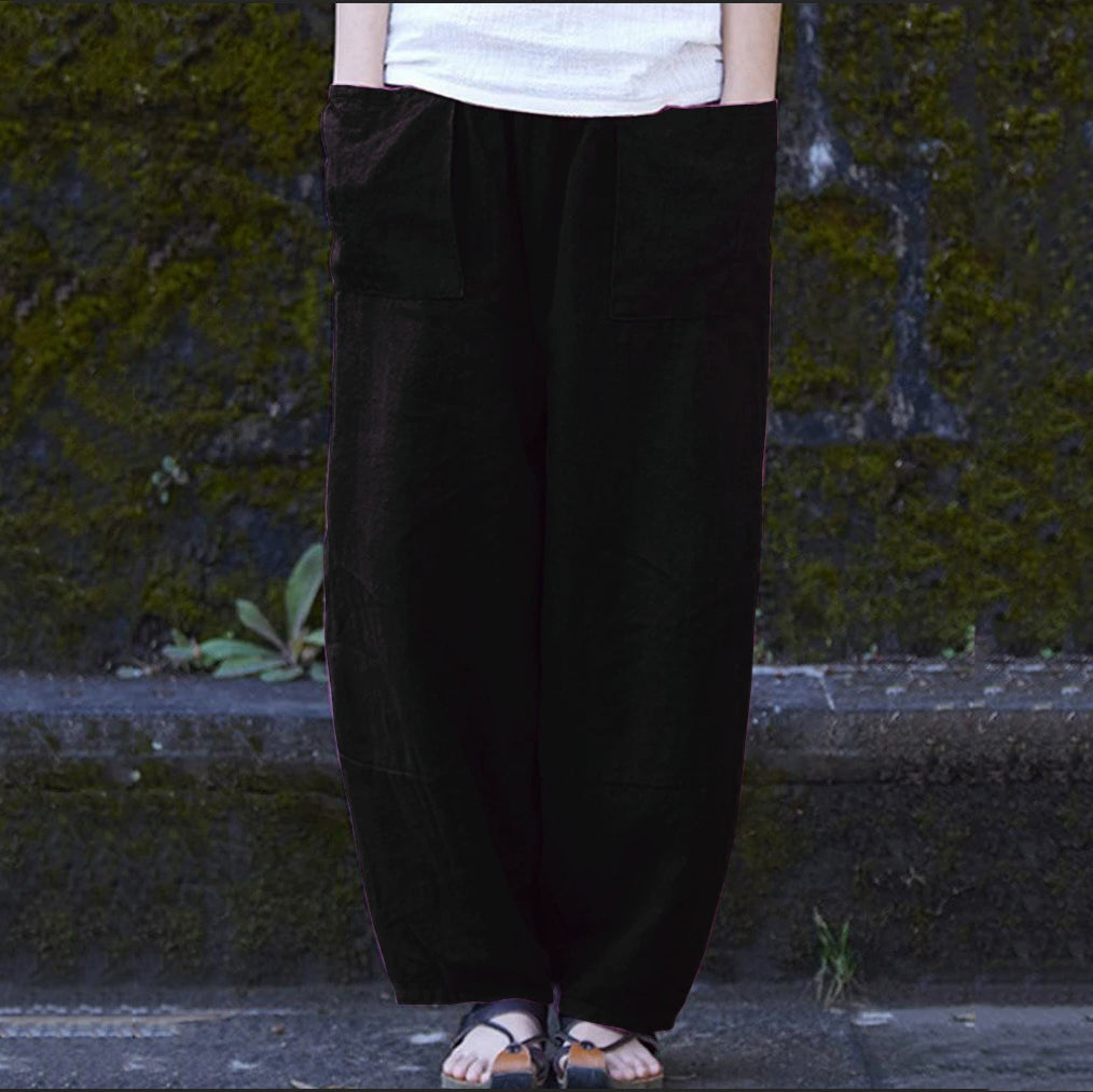 Comstylish Women's Solid Linen Blend Pocket Comfort Casual Pants