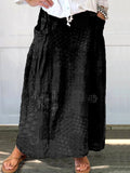 Comstylish Japanese Traditional Sashiko Art Linen Blend Pocket Half Skirt