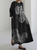 Comstylish Sea Waves Ripples Japanese Lino Art Linen Blend Maxi Dress