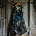 Japanese Octopus Gradient Art Linen Tank Dress artswardrobe