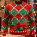 Comstylish Men's Christmas Ugly Plaid Pattern Plush Sweatshirt