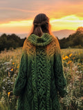 Vintage Celtic Knot Gradient Embroidery Women's Hooded Cardigan artswardrobe