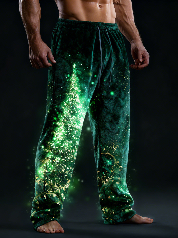 Comstylish Radiant Christmas Tree Men's Flannel Sweatpants