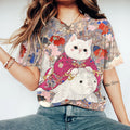 Cat In Kimono Riding A Carp T-shirt