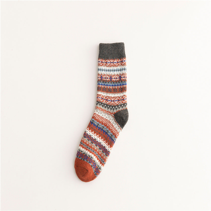 Soft Warm Retro Tribal Color Block Socks artswardrobe