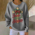 Comstylish Women's Christmas Cross Print Crew Neck Long Sleeve Sweatshirt