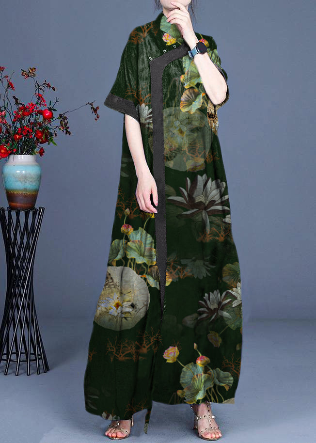 Classy Black Metal Patchwork Oriental Long Dress Summer