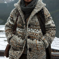 Men's Fairman Island Vintage Striped Pattern Hooded Cardigan elevenforest