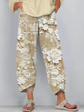 Lace Floral Embroidered Linen Blend Pants artswardrobe
