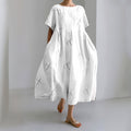 Comstylish Women'S Vintage Dragonfly Embroidery Art Casual Midi Dress