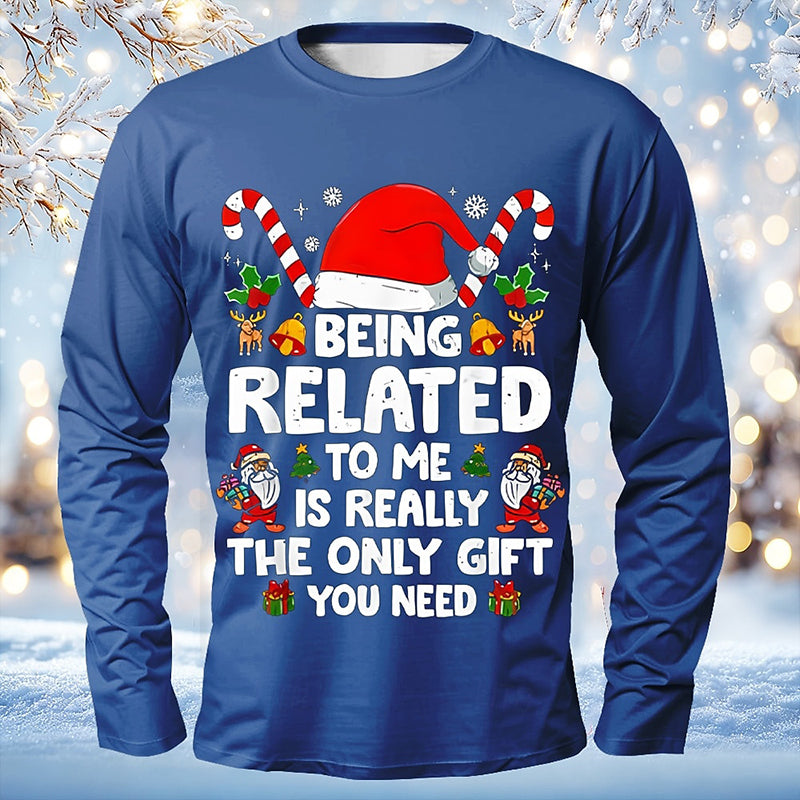 Comstylish Men's Christmas Print Crew Neck Long Sleeve T-shirt