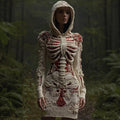 Women's Halloween Sequined Skull Pattern Comfortable Knit Hooded Mini Skirt artswardrobe
