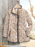 Fall Bough Repeat Pattern Printed Women's Casual Quilted Cardigan