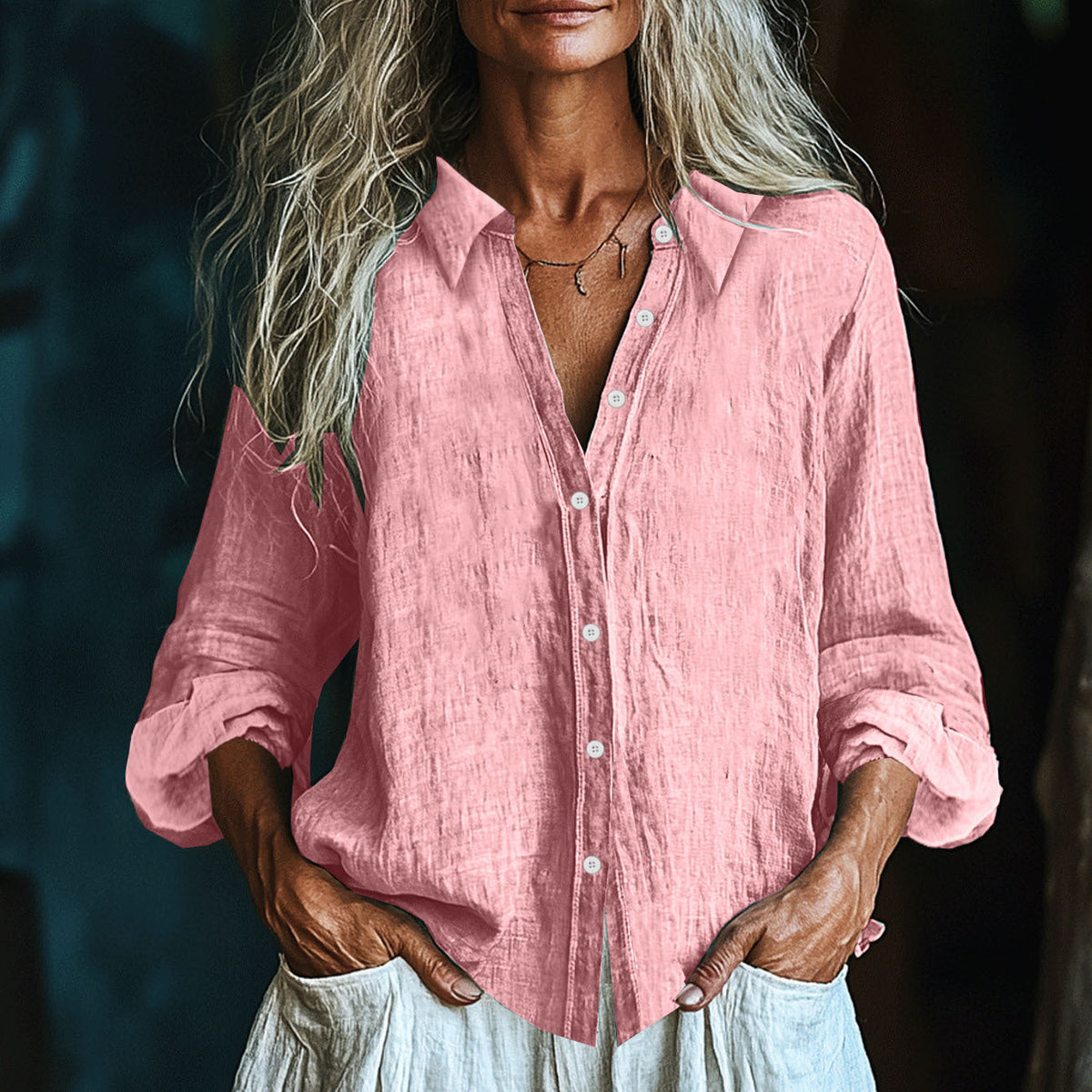 Vintage Elegant Art Linen Ruffle Shirt artswardrobe