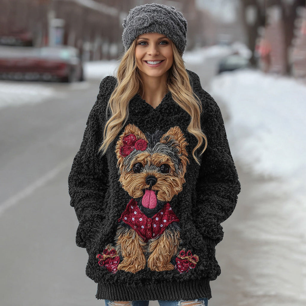 Comstylish Cute Fuzzy Yoshka Puppy Soft Hooded Sweater