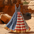 Women's Vintage Independence Day Flag Print Dress artswardrobe