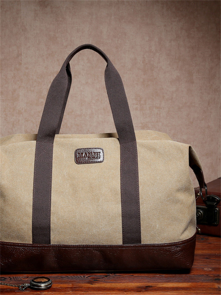 Vintage Washed Canvas Leather Patchwork Bag artswardrobe