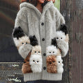 Lovely Fuzzy Kittens Cats Cozy Knit Hooded Cardigan elevenforest