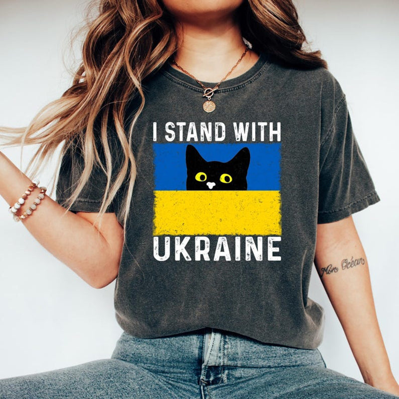 Stand With Ukraine Print Women's Vintage T-shirt