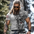 Men's Retro Viking Rune Print Short Sleeve T-shirt artswardrobe
