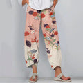 Comstylish Japanese Art Flower Print Casual Pants
