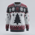 Comstylish Men's Christmas Tree And Snowflake Comfortable Crew Neck Plush Sweatshirt