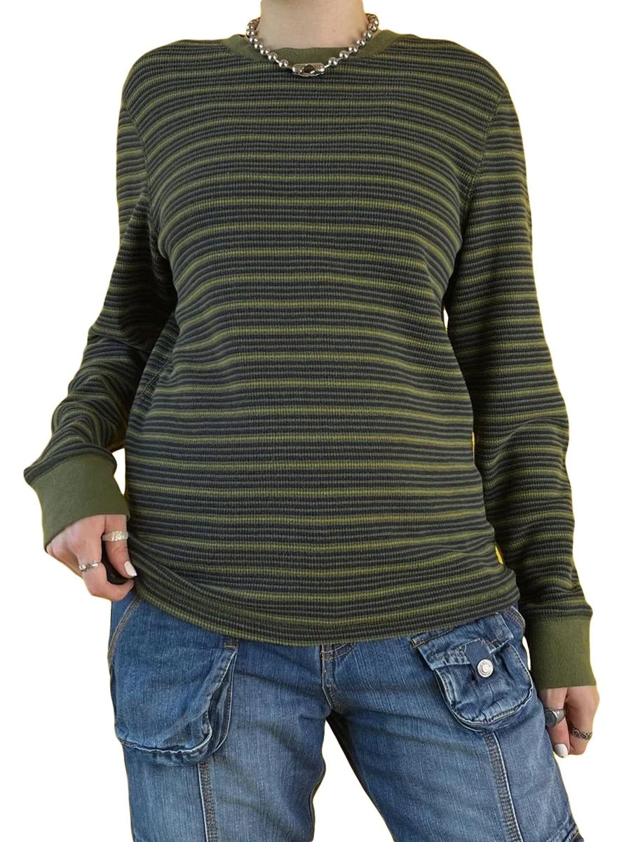 JO | MW - Striped long-sleeved shirt with round neckline