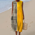 Comstylish Women's Retro Abstract Geometric Print Sleeveless Dress