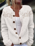 Snowflakes Yoke Jacquard Cozy Knit Isle Cardigan elevenforest