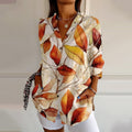 Comstylish Autumn Leaf Print Long Sleeve Shirt