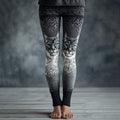 Comstylish Women's Cat Face Embroidered Cozy Knit Leggings