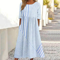 Women's Vintage Stripe Pattern Print Dress artswardrobe