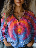 Women's Colorful Tie Dye Print Casual Long Sleeve Comfortable Cotton S
