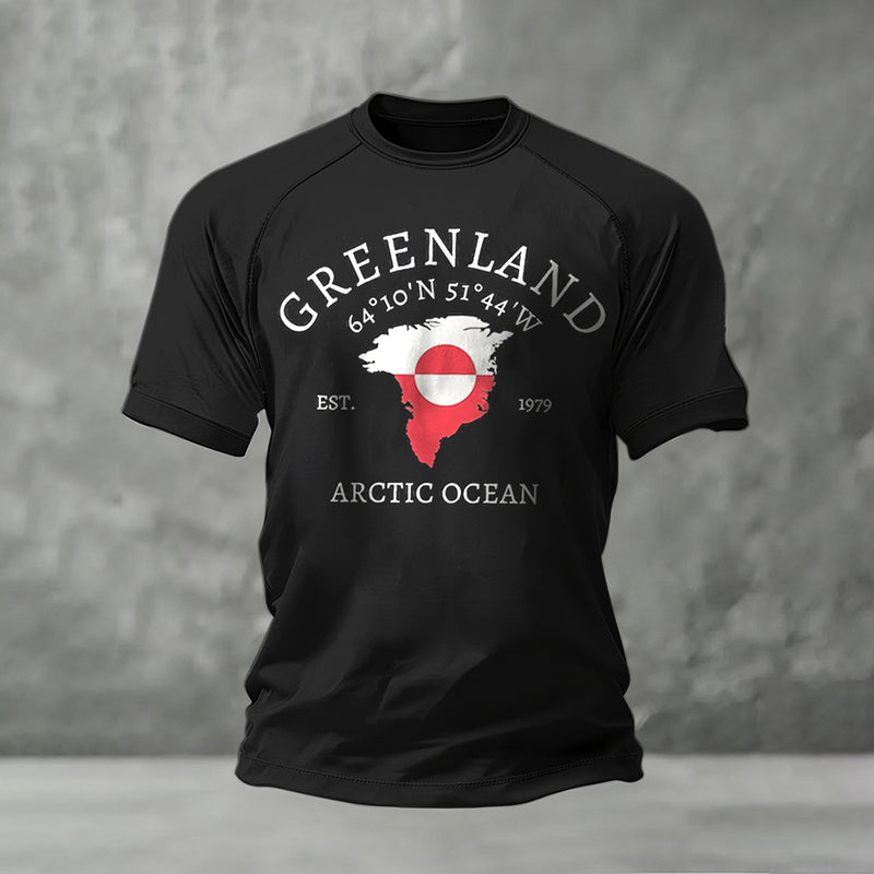 Men's Vintage Greenland Pattern Short Sleeve Casual T-shirt elevenforest