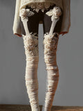 Vintage Skeleton Roses Bandage Art Cozy Knit Leggings artswardrobe