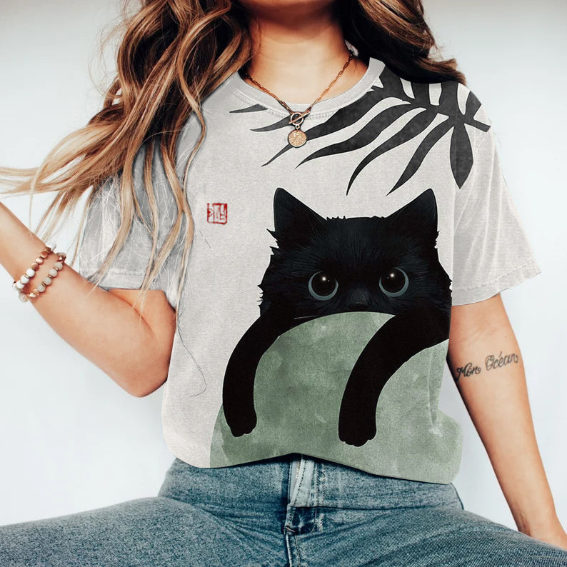 Women's Creative Cute Cats Painting Art T-Shirt elevenforest