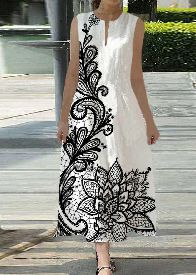 Color Sleeveless V-neck Back Zipper Pocket Dress