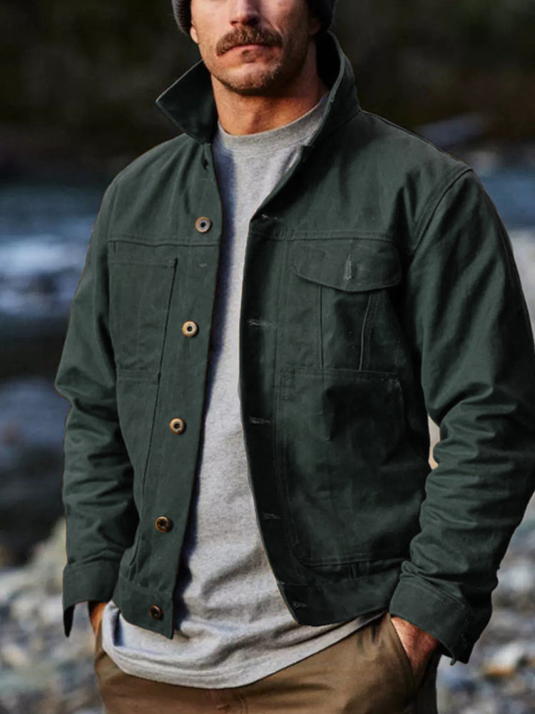 Men's Outdoor Vintage Country Button-Up Jacket artswardrobe