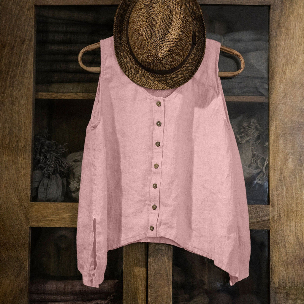 Women's Vintage Simple Button Decoration Tank Top artswardrobe