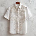 Men's Floral Lace Embroidered Cozy Linen Shirt artswardrobe
