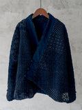 Comstylish Japanese Traditional Sashiko Art Fleece Kimono Cardigan