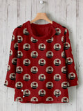 Vintage Japanese Torii Pattern Linen Blend Shirt