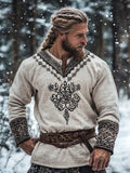Vintage Viking Totem Men's Long Sleeve Linen Shirt artswardrobe