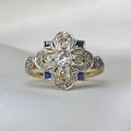Vintage Blue Crystal Mandala Ring