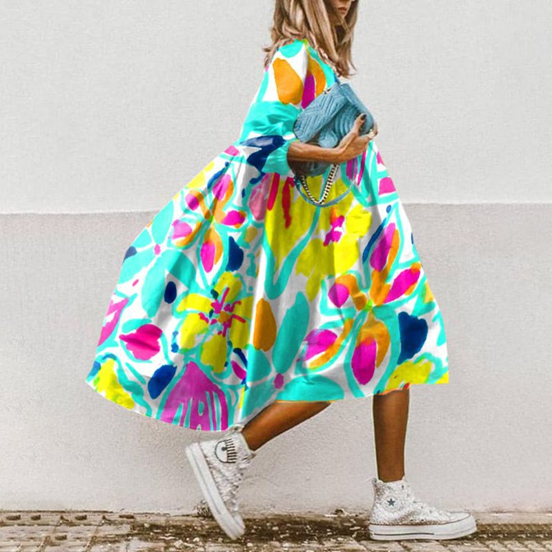 KS | Flowing midi dress with floral pattern