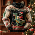 Comstylish Men's Fun Christmas Cat And Dinosaur Plush Hoodie