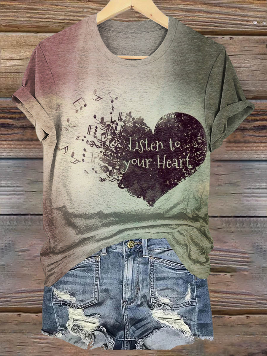 Hippie Love Art Print Casaul Short Sleeve T-shirt