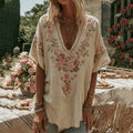 Vintage Floral Pattern Art Linen Comfy Tunic artswardrobe