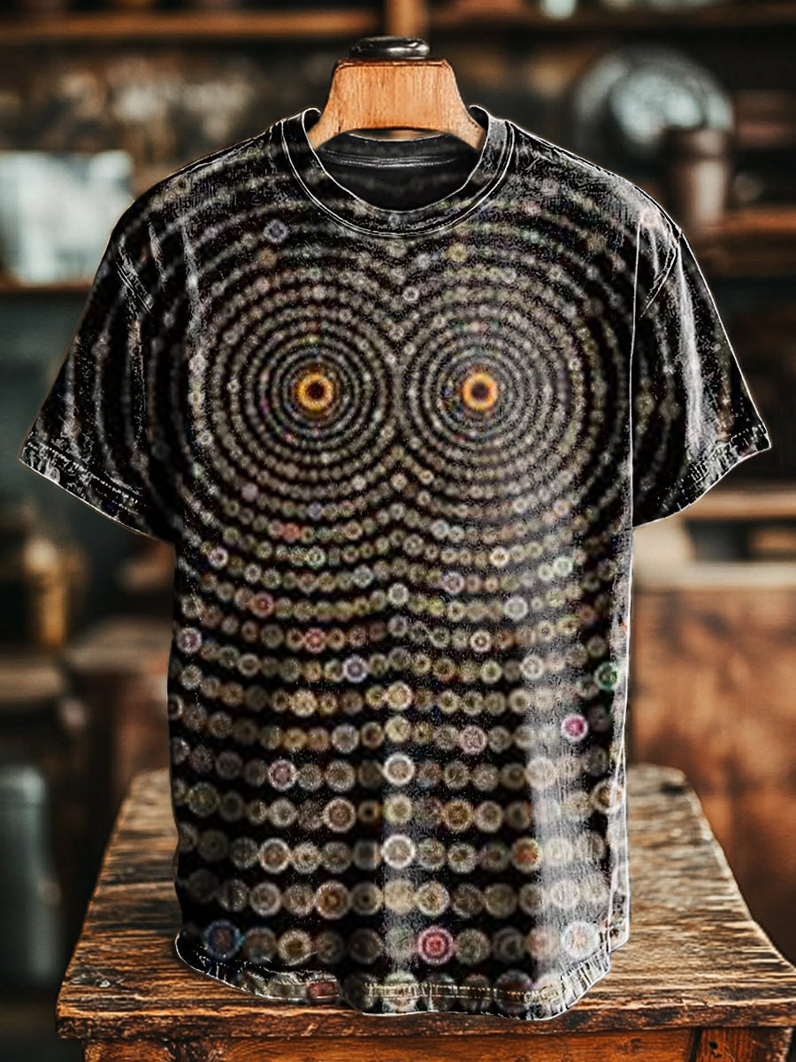 Unisex Bohemian Owl Art Printed Casual Round Neck Short Sleeve T-Shirt